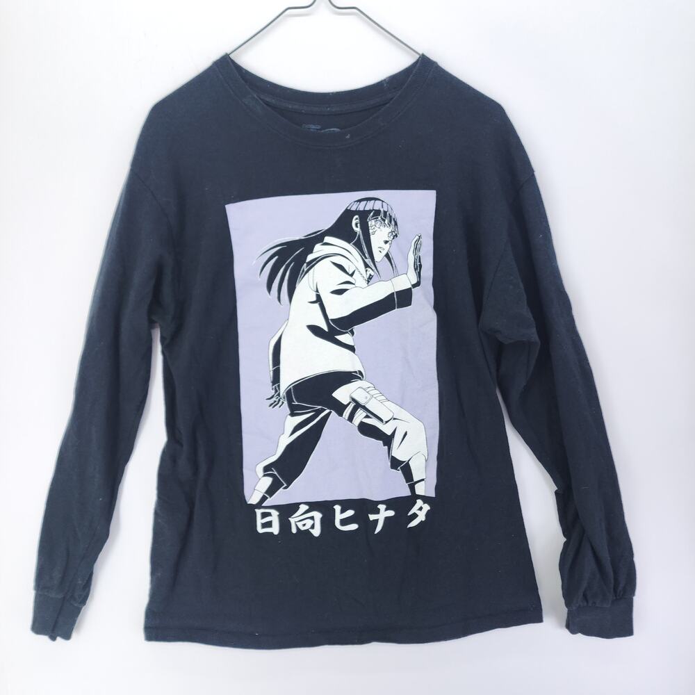 Naruto Shippuden Hinata Ripple Junction Long Sleeve Graphic T-Shirt Black Size M
